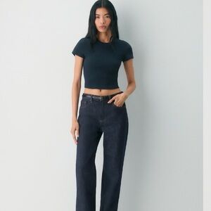 Wilfred Free Homestretch Ribbed Crewneck Tee in Navy